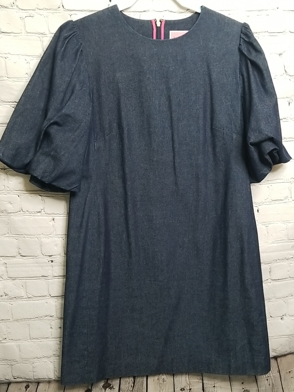 KATE SPADE Denim Dress Size 8 100% Cotton Puff Sleeve Lined EUC